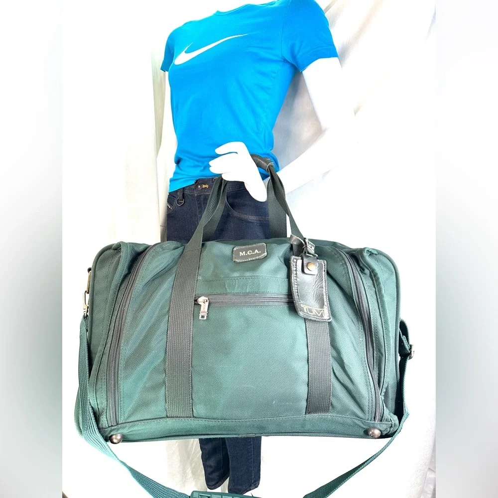 Tumi Vintage Green Ballistic Nylon Large Messenger Briefcase Laptop Bag Travel